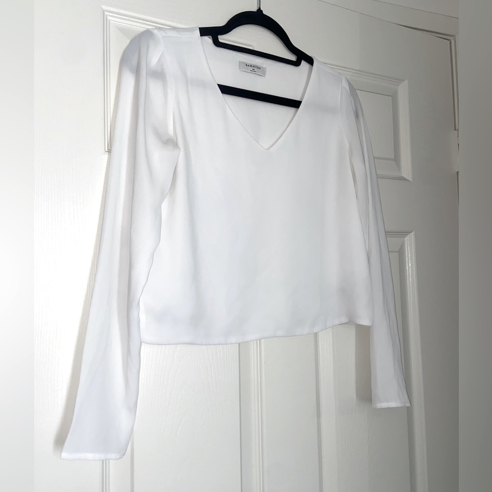 SOLD Aritzia Babaton Murphy Longsleeve Blouse in Espace - Picture 7 of 12